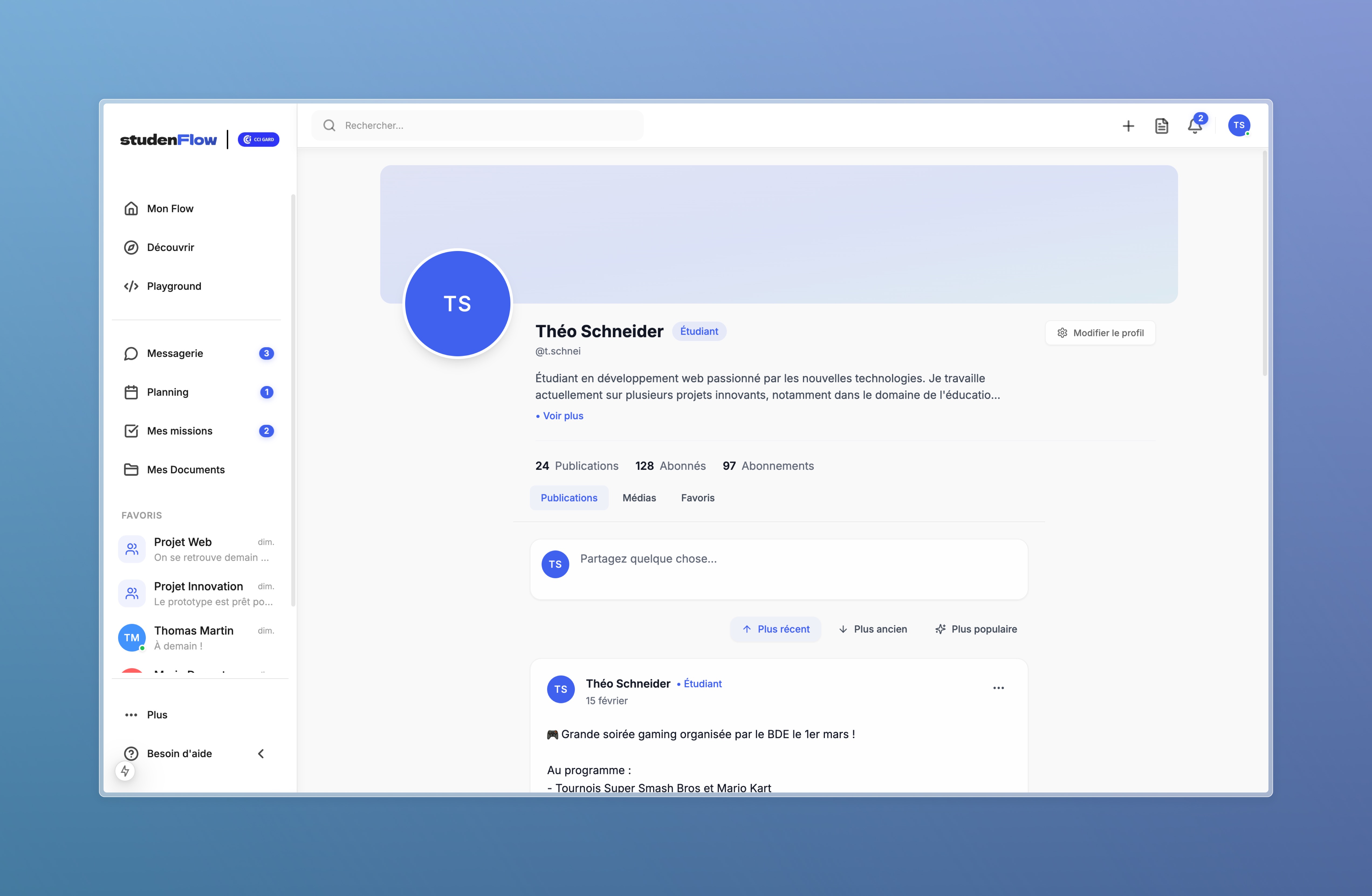 Réseau Social Étudiant